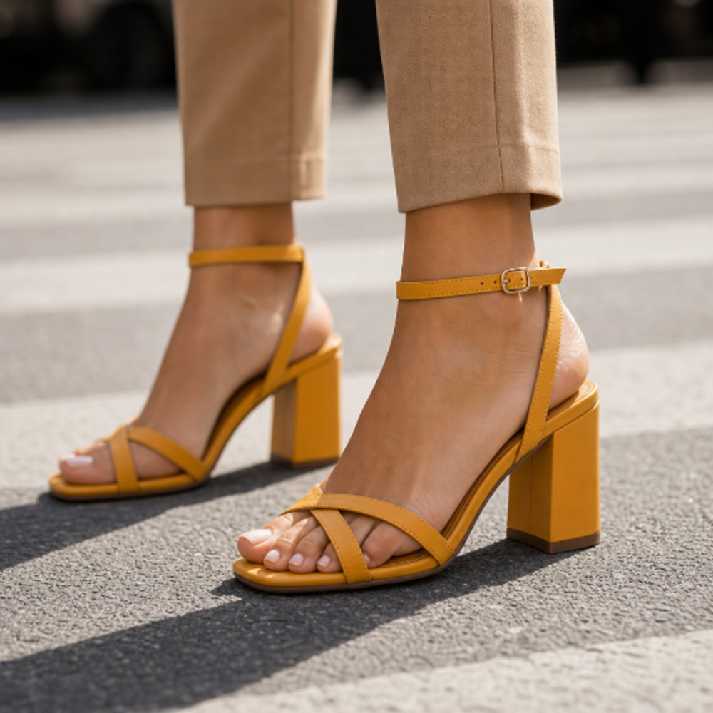 NIB Intentionally Blank "Naples" Orange Leather Block Heels EU 42 / US 11.5–12